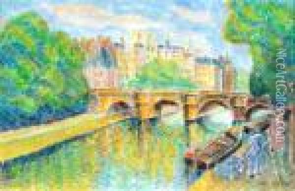 Paris Le Pont Neuf Oil Painting - Pierre De Belay