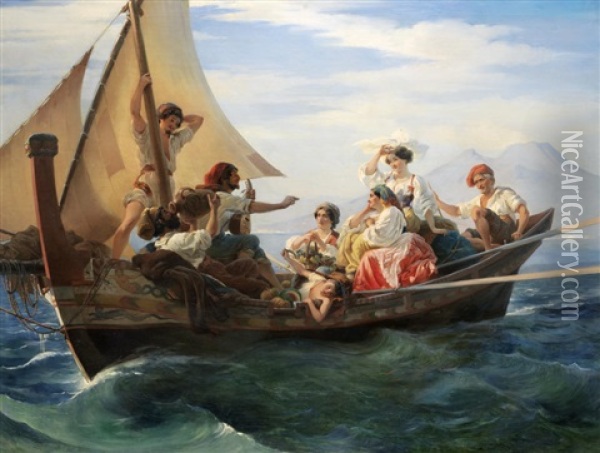 A Ballad In The Bay Of Naples Oil Painting - Robert Alexander Hillingford