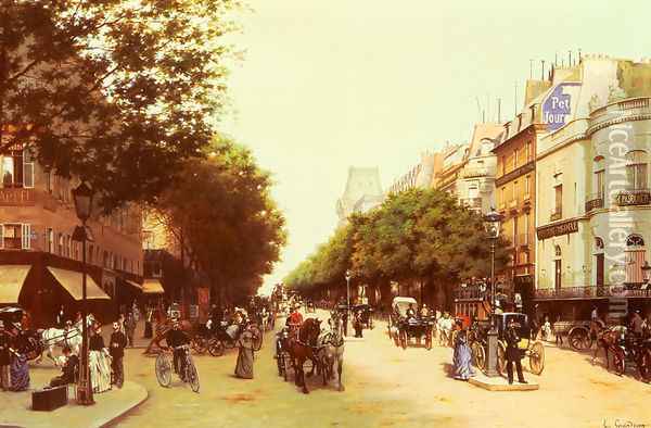 Le Boulevard Des Italiens Oil Painting - Edmond Georges Grandjean