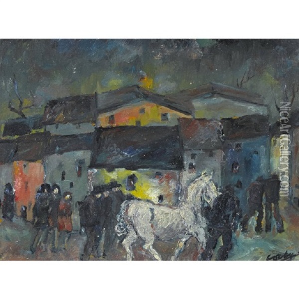 Cavallo Bianco Oil Painting - Giovanni-Battista Corti