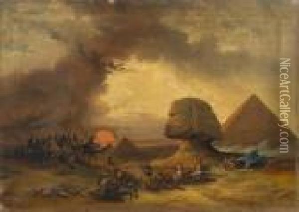 A Stand Storm In Egypt Oil Painting - David Roberts