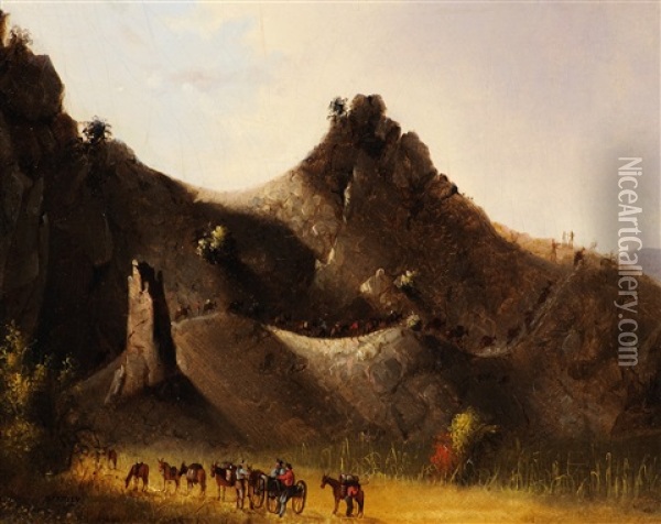 Passing An Obstruction, Mouth Of Night Creek Oil Painting - John Mix Stanley