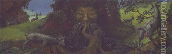 Mytologisk Landskab Med Figurer Og Geder Oil Painting - Lorenz Frolich