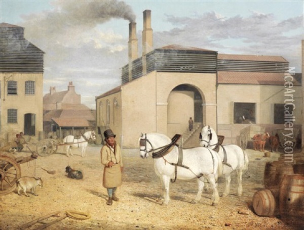 Hodgson's Brewery Oil Painting - Thomas Woodward