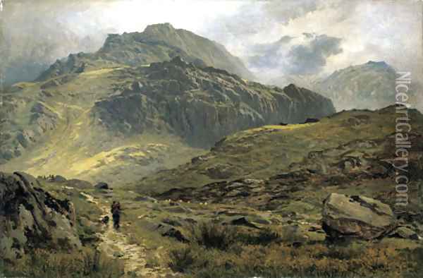 The path to Llyn Idwal, North Wales Oil Painting - Benjamin Williams Leader