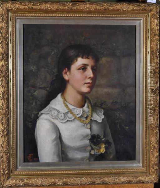 Half Length Portrait Of A Young Woman Oil Painting - Charles Sillem Lidderdale