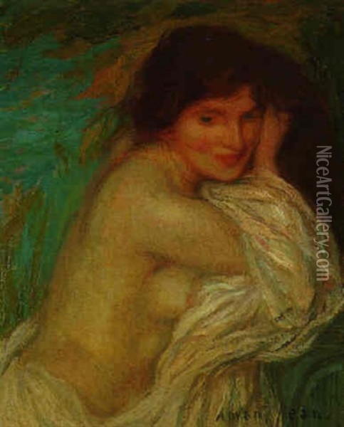 A Lady Resting Oil Painting - Edmond Francois Aman-Jean