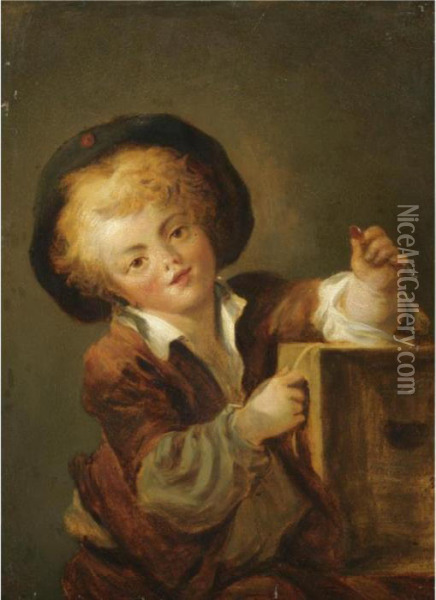Le Petit Garcon A La Curiosite -
 A Little Boy With A Curiosity, Said To Be A Portrait Of The Artist's 
Son Alexandre-evariste (1780-1850) Oil Painting - Jean-Honore Fragonard
