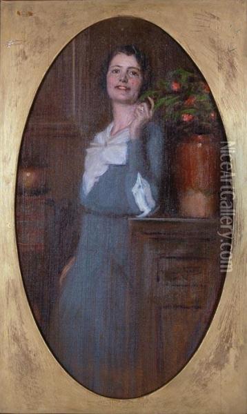 Ritratto Di Donna In Grigio Oil Painting - Riccardo Galli