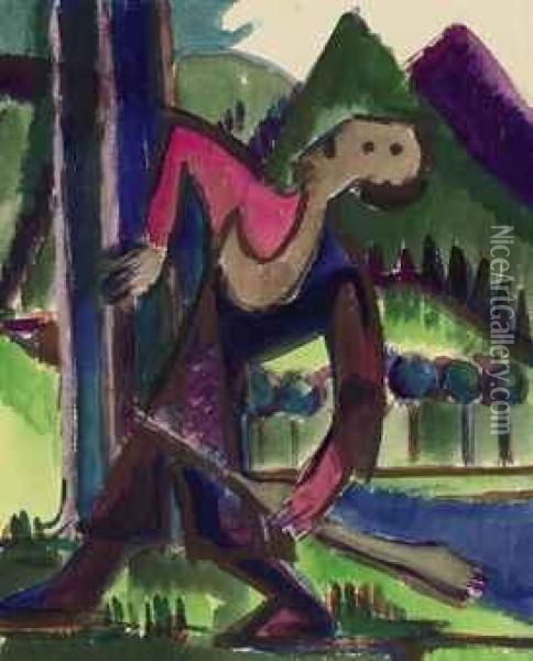 Knabe Mit Schleuderpfeil Oil Painting - Ernst Ludwig Kirchner