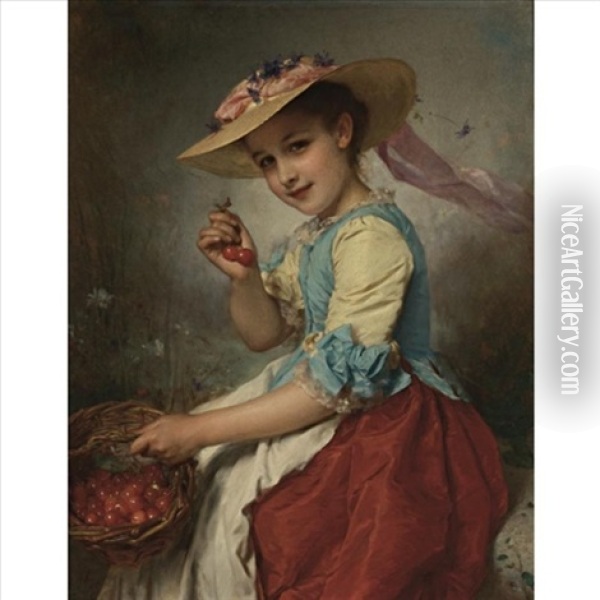 The Cherry Girl Oil Painting - Etienne Adolph Piot