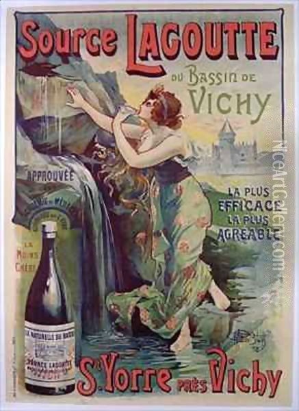 Poster advertising 'Source Lagoutte du bassin de Vichy', natural mineral water Oil Painting - Georges Blott