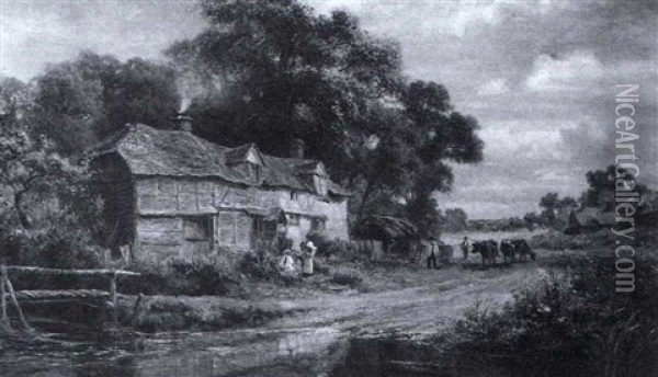 An Old Surrey Farm Oil Painting - Robert Gallon