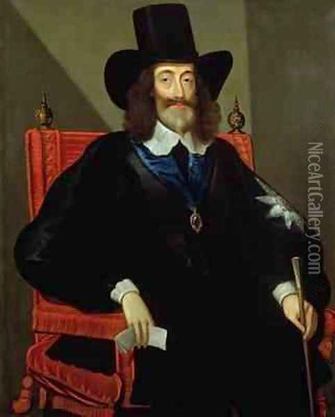 Portrait of King Charles I (1625-49) at his Trial Oil Painting - Edward Bower