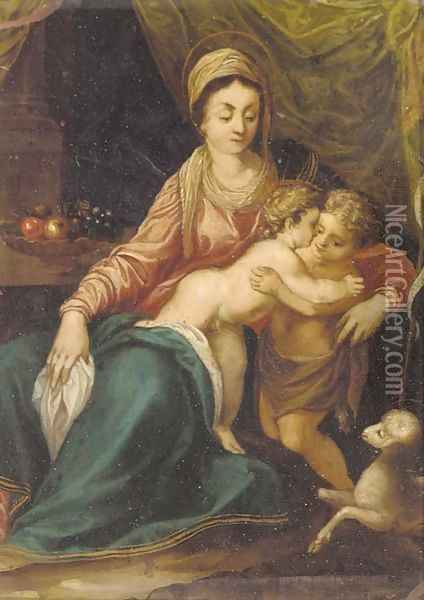 The Madonna and Child with the Infant Saint John the Baptist Oil Painting - Annibale Carracci