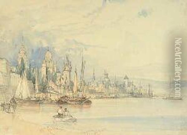Mayence From The Rhine Oil Painting - William Callow