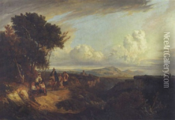 Italienische Bauern Auf Dem Heimweg Oil Painting - Leopold-Louis Robert