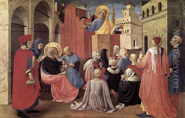 St Peter Preaching in the Presence of St Mark 1433 Oil Painting - Angelico Fra