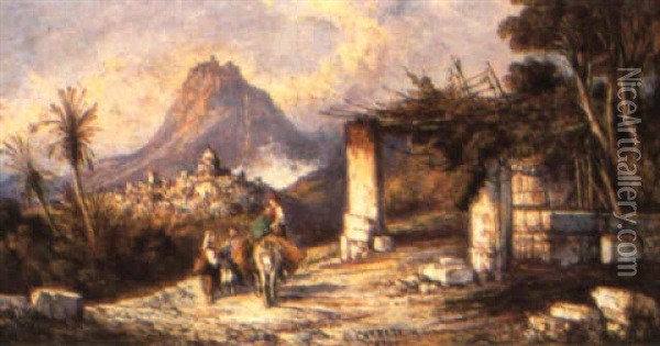 Paesaggio A Capri Oil Painting - Consalvo Carelli