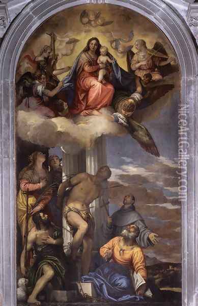 Virgin in Glory with Saints c. 1562 Oil Painting - Paolo Veronese (Caliari)