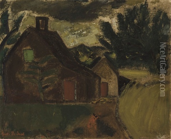 Farm And Wheatfields (1941) Oil Painting - Gustave De Smet