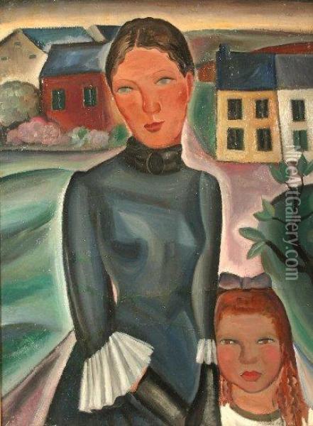 Mutter Undkind Oil Painting - Mercedes Legrand
