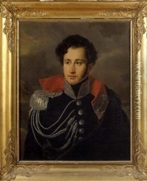 Portrait D'un Officier Oil Painting - Alexandre-Jean-Baptiste Hesse