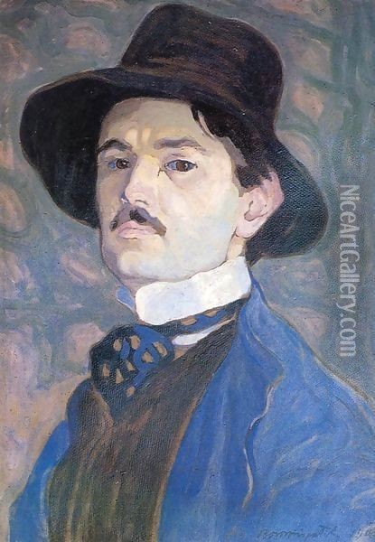 Self portrait 1908 Oil Painting - Sidney Harold Meteyard