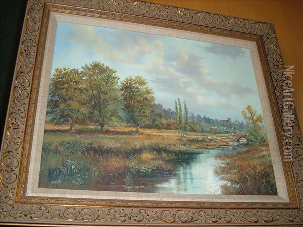Riverlandscape Oil Painting - S. Bradshaw