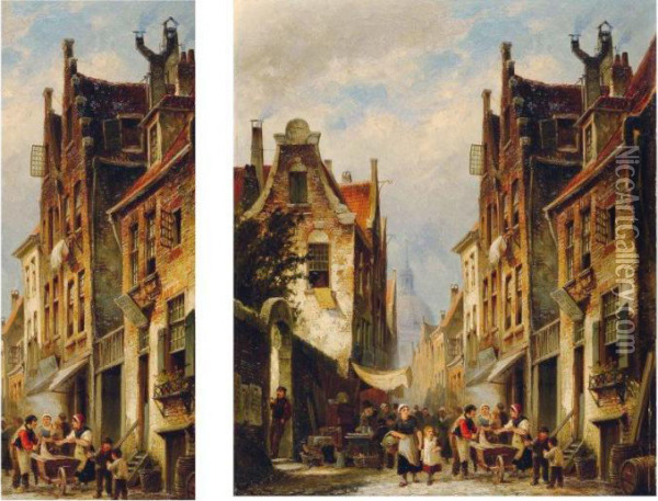 Le Quartier Juif D'amsterdam Oil Painting - Cornelis Christiaan Dommersen