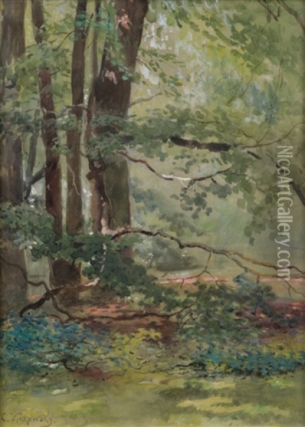 Forest View Oil Painting - Konstantin Egorovich Makovsky