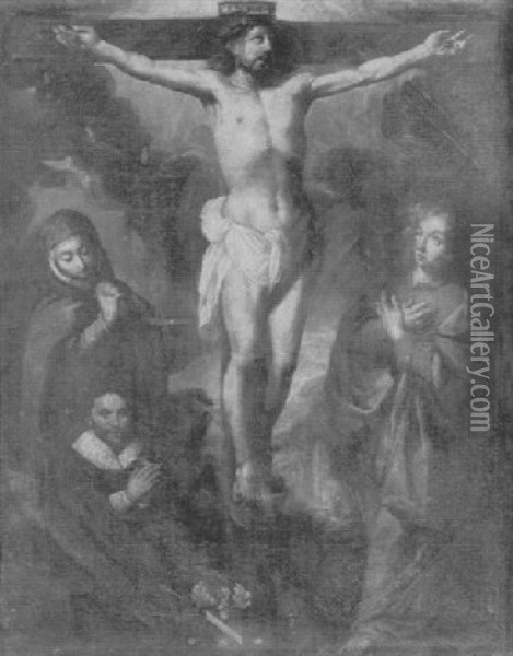 La Crucifixion Avec Un Donateur Oil Painting - Juan Del Castillo