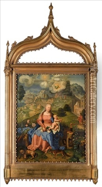 The Madonna And Child In A Landscape Oil Painting - Albrecht Duerer
