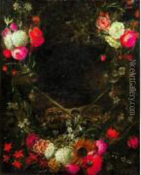 Couronne De Fleurs Oil Painting - Gaspar-pieter The Younger Verbruggen