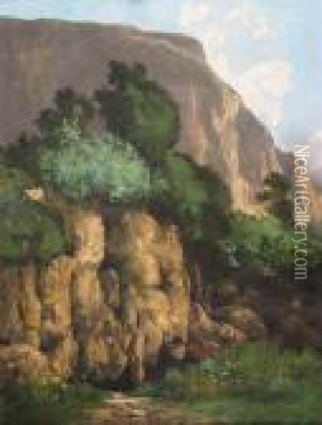 Mountainous Landscape Oil Painting - Gustave Courbet