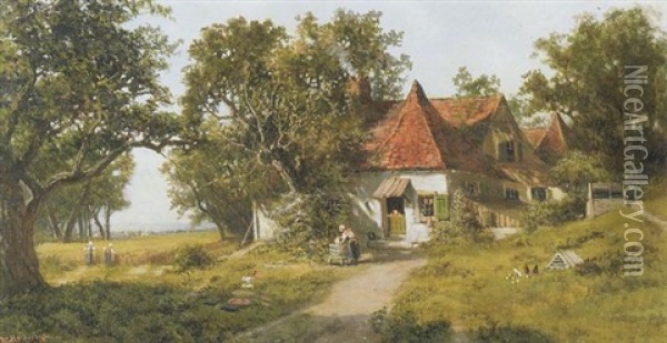 The Cottage Yard Oil Painting - Ransom Gillet Holdredge