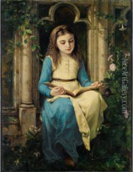 Jeune Fille Lisant Oil Painting - Charles-Louis Mutler