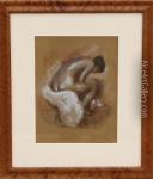 Plate Xiv Baigneuse S'essuyant Le Pied Oil Painting - Pierre Auguste Renoir