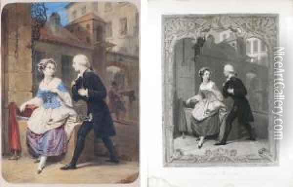 Manon Lescaut Et Le Chevalier Desgrieux Oil Painting - Frederic Henri Schopin