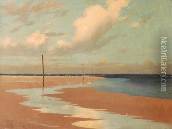 Beach At Low Tide Oil Painting - Frederick Milner