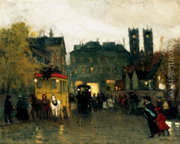 Parizsi Este, 1908 Oil Painting - Antal Berkes
