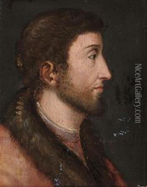 Profile Portrait Of A Gentleman, Bust-length Oil Painting - Hans Holbein the Younger