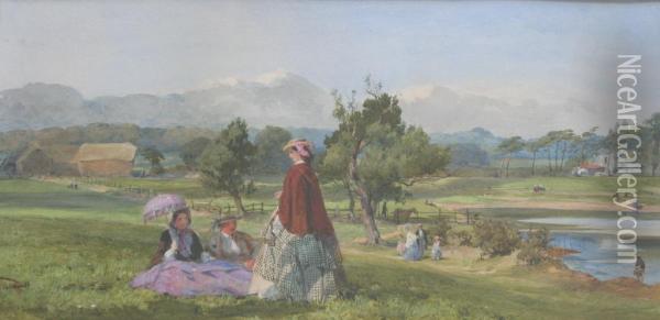A Summer Day In A Country Park Oil Painting - John Absolon