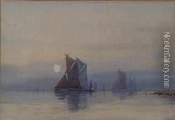'thames Barges Oil Painting - Albert Strange