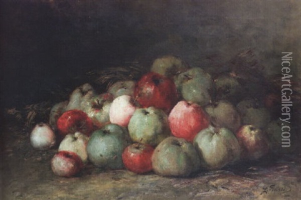 Nature Morte Aux Poires, Pommes Et Coings Oil Painting - Guillaume Romain Fouace
