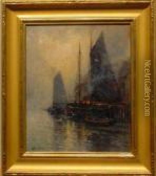 Fishing Boats Oil Painting - Arthur Vidal Diehl