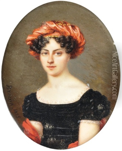 Retrato De Dama Con Tocado Rosa Oil Painting - Jean-Pierre Drouin
