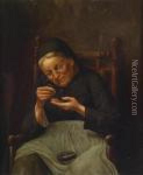 Circle Mother Counting Money Oil Painting - Meyer Georg von Bremen