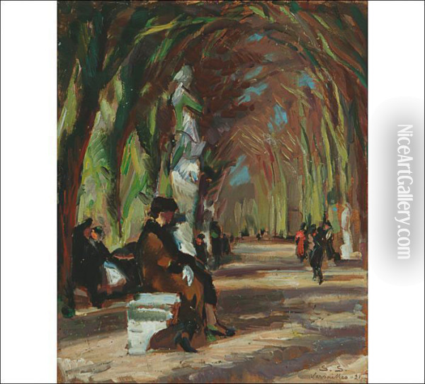 In The Versailles Gardens Oil Painting - Santeri Salokivi