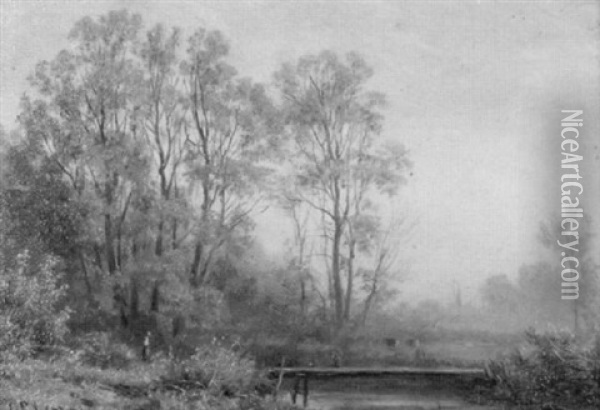 Herbstliche Flusslandschaft Oil Painting - Jean Philippe George-Julliard